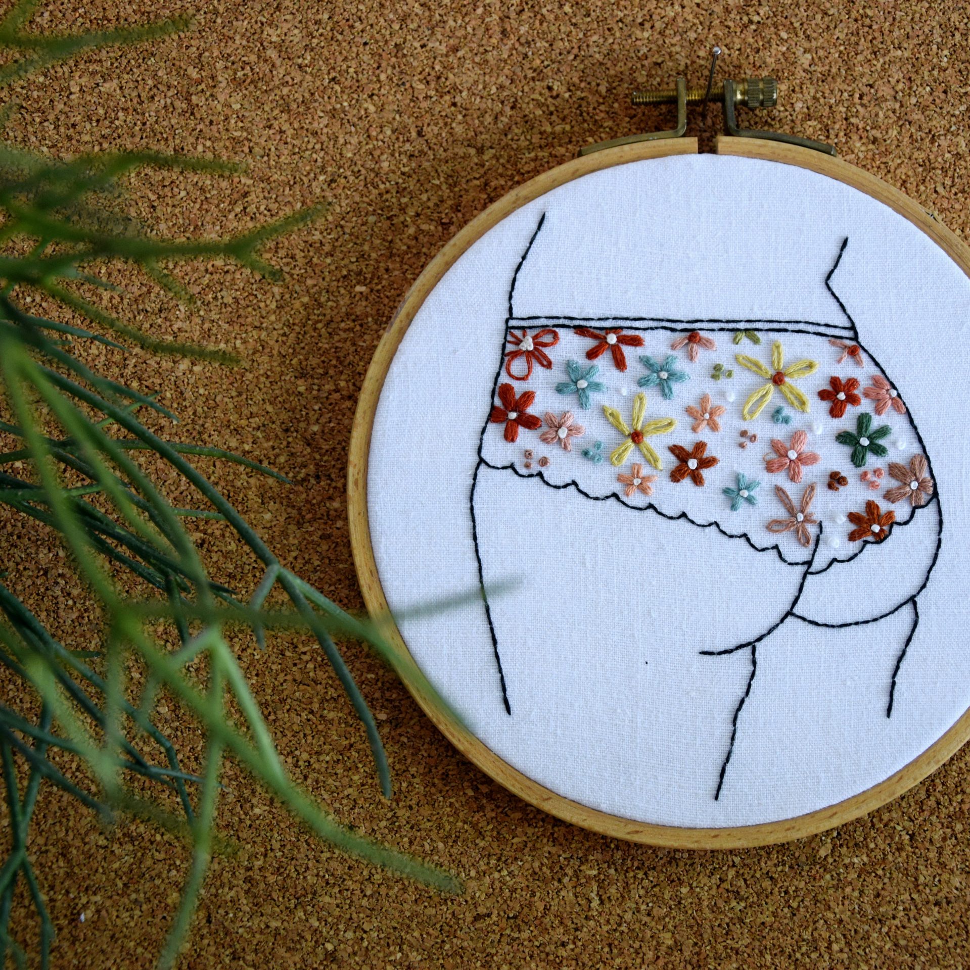 Borduurwerk bloemen onderbroek